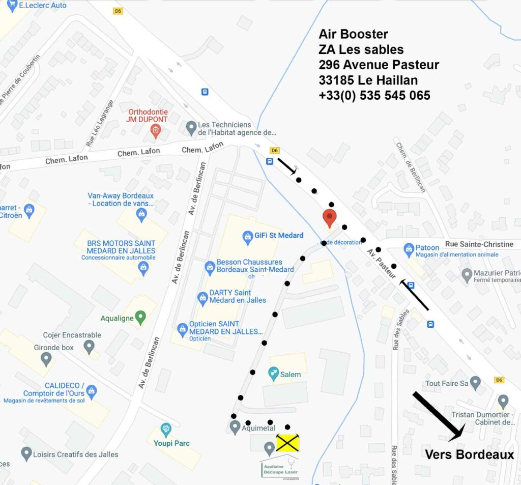 Plan pour se rendre chez Aquitaine Découpe Laser